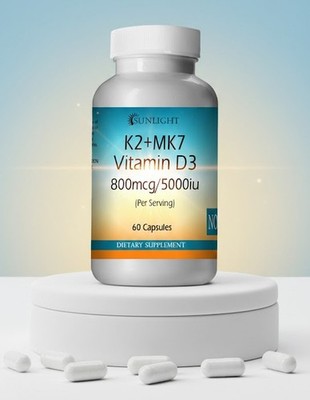 Vitamin D3 & K2 Capsules 800mg/ 5000IU serving - Ship from USA.