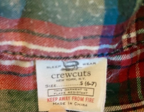 JCrew Crewcuts Plaid Flannel Pajamas Red Green Cream Boys Size Small 6-7 - Picture 3 of 8