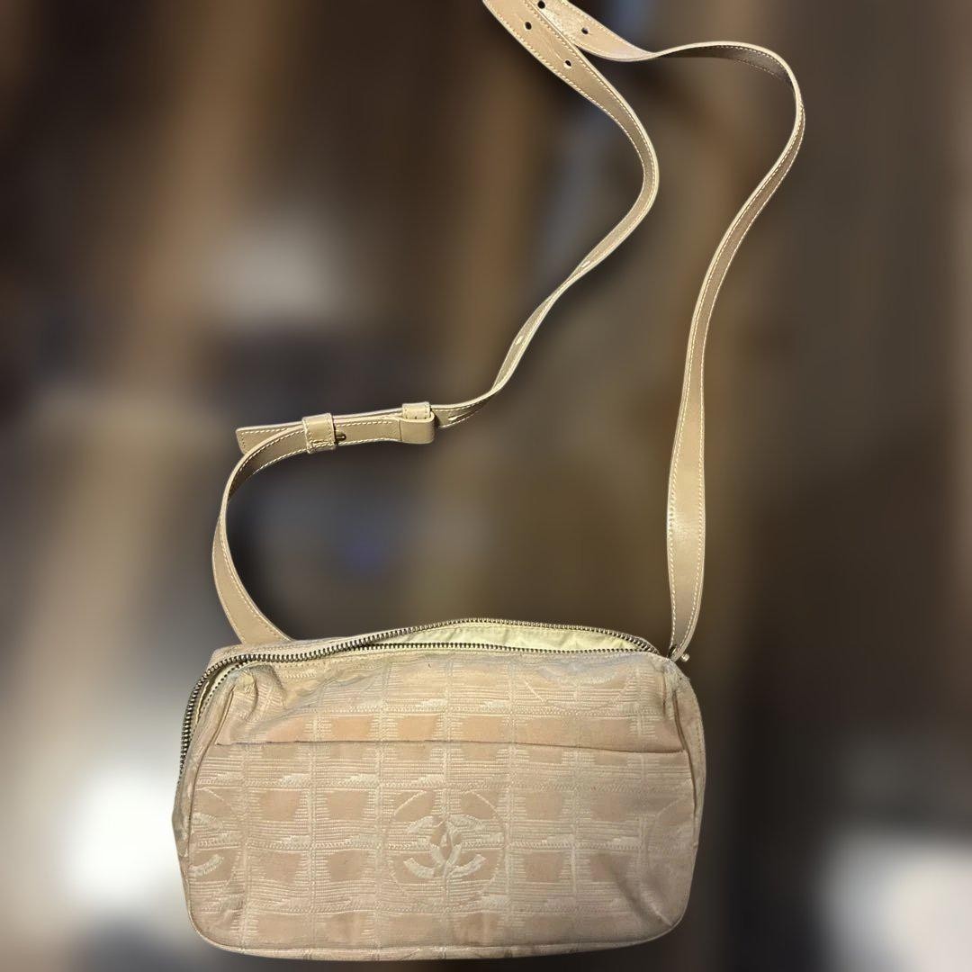 CHANEL 2-Way Canvas Shoulder Bag with Waist Strap