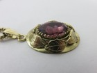 Vintage Whiting & Davis Purple Rhinestone Pendant Necklace Rolo Link Chain 21" — photo 5