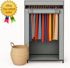 Portable Wardrobe Closet - 50 Lb Capacity Internal Heavy Duty Metal Rod