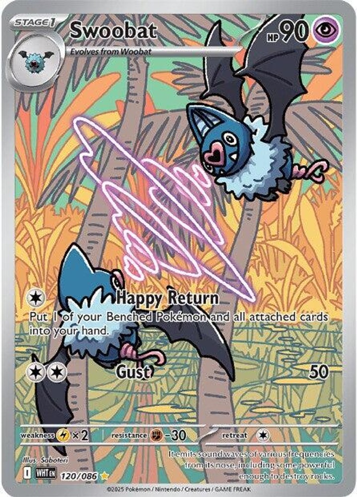 Swoobat [WHT 120/086] - NM, Holofoil, Illustration Rare, Saboteri, Pokemon EN