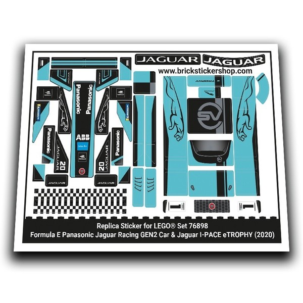 Replacement Sticker For Set 76898 - Formula E Panasonic Jaguar Racing GEN2 Car &-image