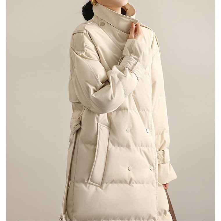 Women's Windbreaker Goose Down Jacket 95% White Goose Down Long Winter Jackets
