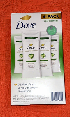 Dove Advanced Care Cool Essentials Antiperspirant Stick 72HR 4-Pack 2.6 oz