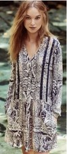 Tiny Caviana Shirt Dress Women's L Paisley Boho feminine flowy