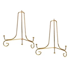 2Pcs 5 Inch Plate Stands for Display Iron Folding Easel Plate Holders Gold