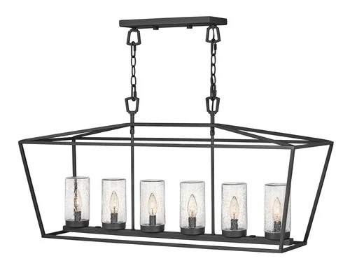 Alford Place 40"W Black 6-Light Outdoor Island Chandelier - Picture 3 of 10