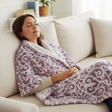 Reversible Electric Heated Throw Blanket Ultra Soft Sherpa Berber Fleece