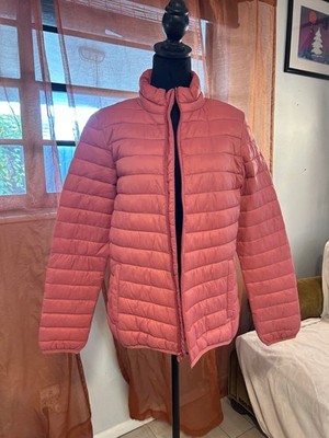 Crivit Womens Puffer Jacket Sz 8-10 M Pink Rose Full Zip Quilted Coat