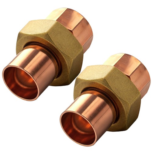 Otoolling 2 Pack 3/4" C x C LF Brass Pipe Copper Union Sweat to Male