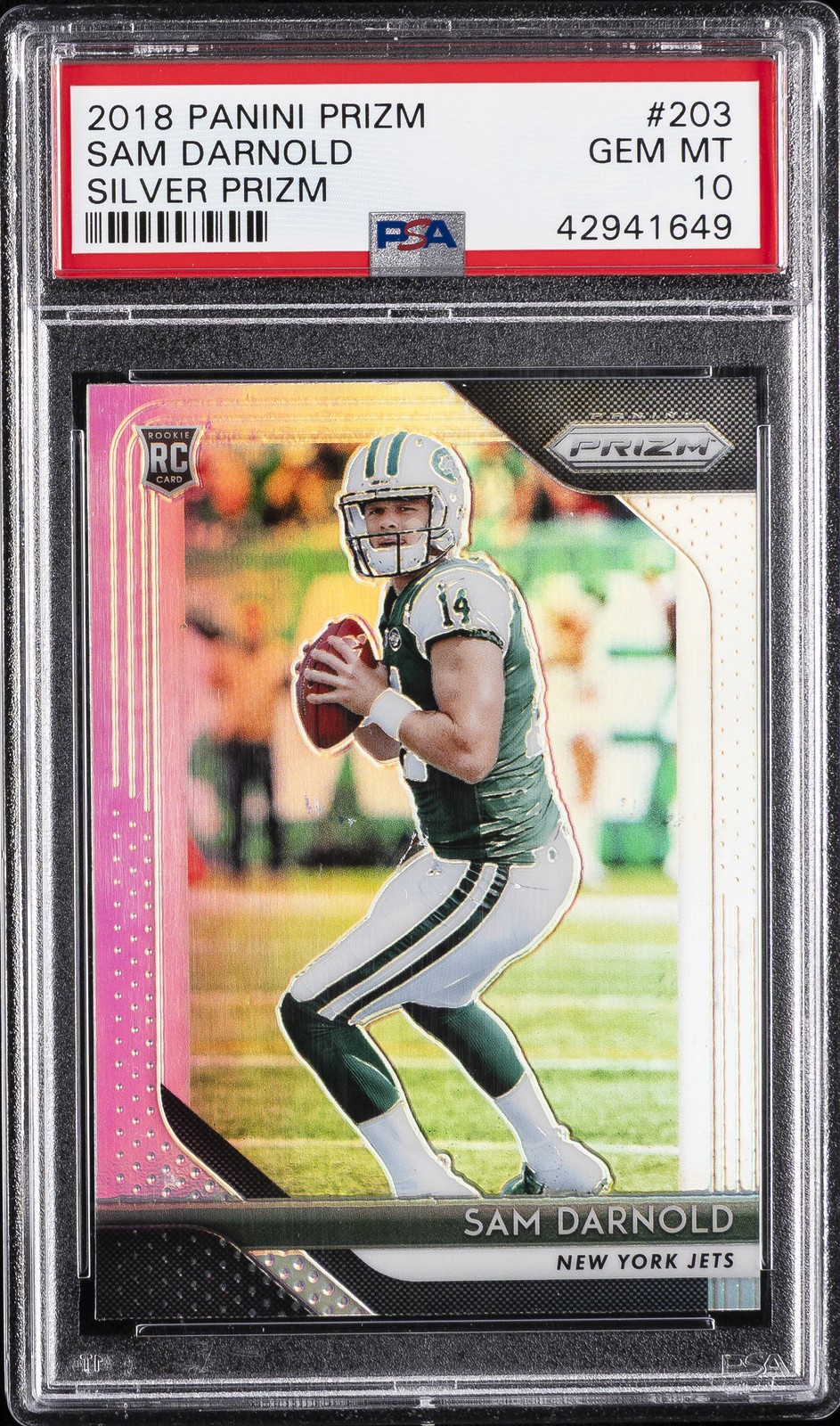 2018 PANINI PRIZM SILVER PRIZM #203 SAM DARNOLD PSA 10