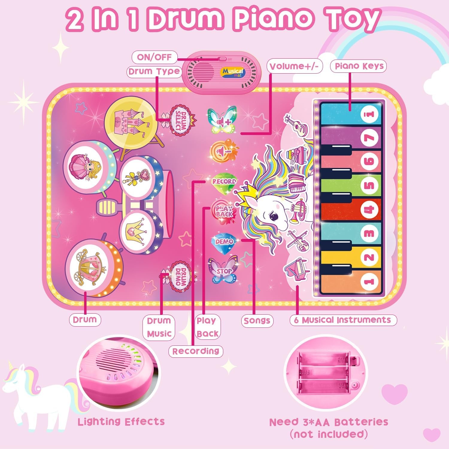 Tappeto Musicale 2 in 1 per Bambini di 1 Anno foto 2
