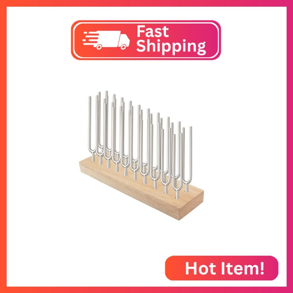 Klmnop Tuning Fork Holder, Wooden Tuning Fork Storage Rack Holds Up to 20 Tuning