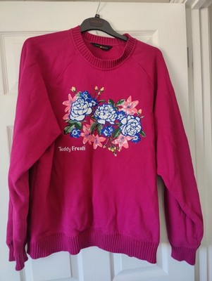 Teddy Fresh 2XL Burgunder Blumen Pullover Pulli (20/22)