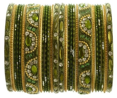 Indian Bangles Set of 26 Ethnic Bracelets Bridal Churi Kangan Henna Green 2-10