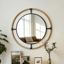 Rustic Beach Round Wall Mirror Nautical Coastal Bathroom Mirror Art Decorative