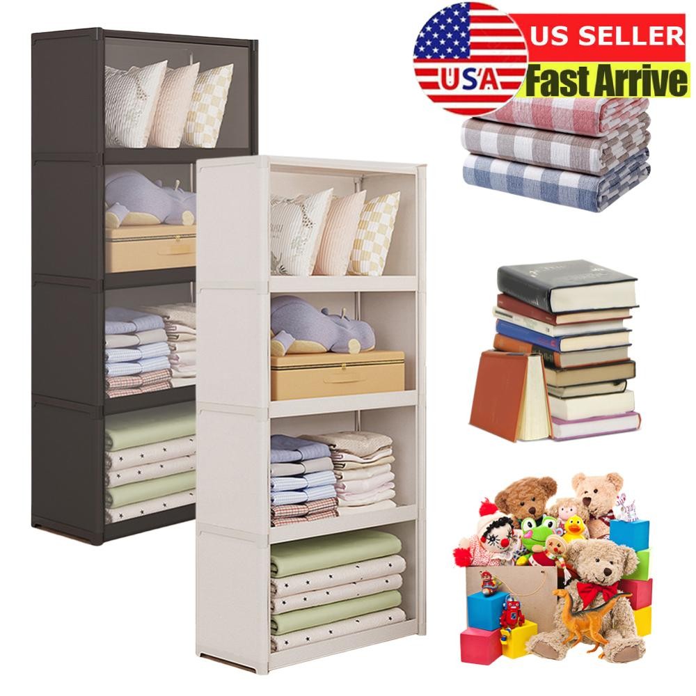 Portable 4-Cube Modular Wardrobe Closet Organizer for Bedroom Storage-image
