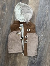 Genuine Kids from OshKosh Hooded Sleeveless Coat Brown Beige 12M Zip Toggle