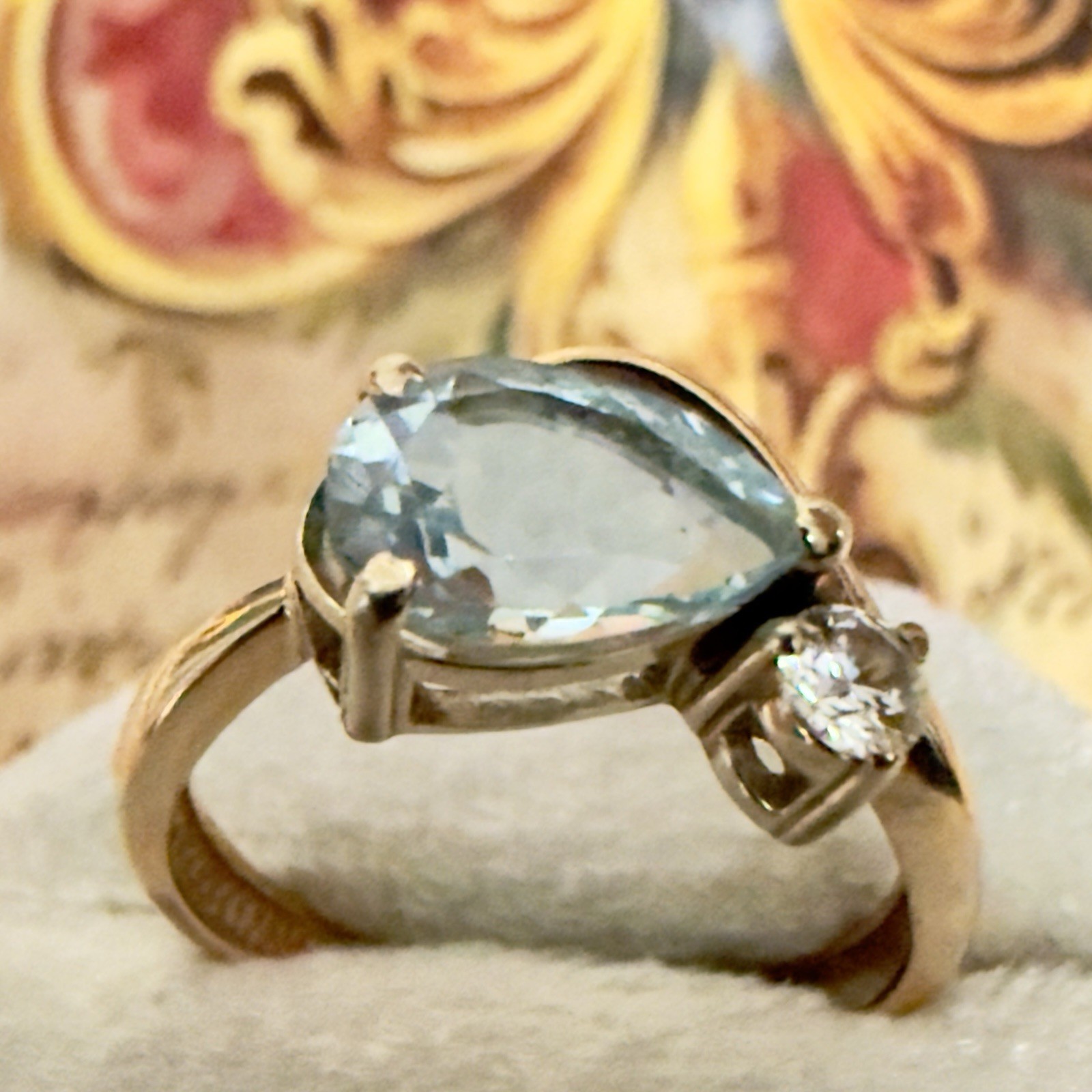 Size 5.25 - 14K 585 Rose Gold Topaz Ring  - Elegant Vintage East European -#1691