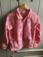 Columbia Benton Springs Fleece Jacket Youth Girls XL Pink Full Zip Geometric