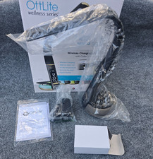 OttLite LED Desk Lamp Night Light w/ Clock  Wireless Charging Station Qi-enable