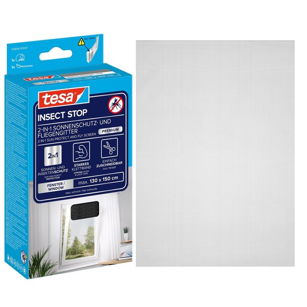 tesa Insect Stop Sonnenschutz Fliegengitter Fenster 130X150Cm Anthrazit-image