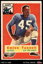 1956 Topps #17 Emlen Tunnell Giants-FB HOF Iowa / Toledo 6 - EX/MT
