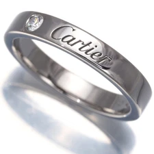 Auth Cartier Ring Diamond C de Cartier Wedding Band EU48 950 Platinum 