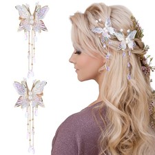 Butterfly Hair Clips for Women - 2 Pcs Purple Fairy Hair Accessories ...