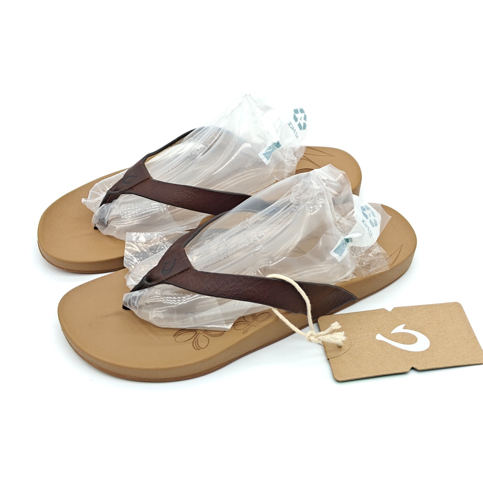 Olukai Kipe'a Womens Size 6 Brown Leather Thong Sandals Flip Flops