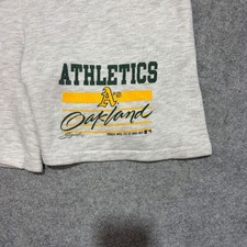 Vintage 1990 Oakland Athletics MLB Shorts Grey Trench Mfg Co XL Made in USA