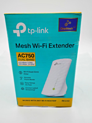 TP-Link RE220 AC750 Mesh Wi-Fi Extender Dual Band Wireless Repeater OneMesh