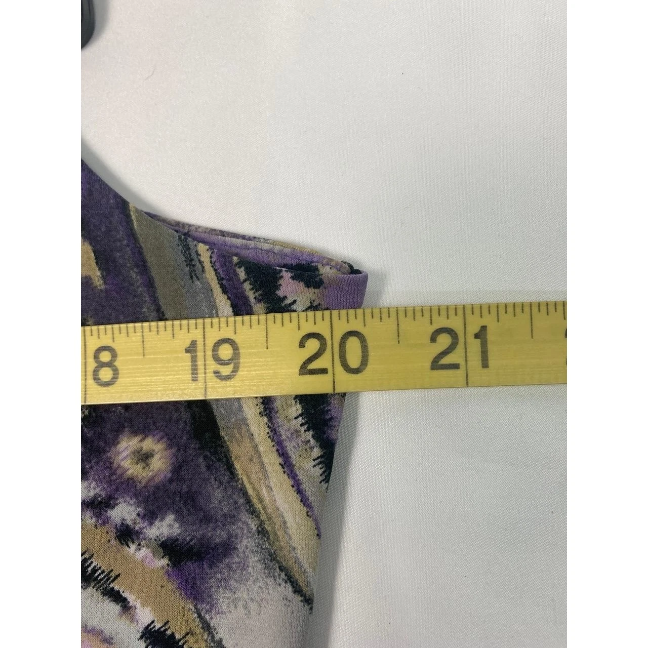 Abito smanicato grande Michael Kors stampa paisley viola grigio cuciture in vita