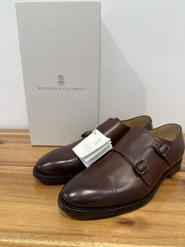 Brunello Cucinelli Shoes Mens UK 8 Brown Leather D/ Monk Strap BNWB RRP £1110