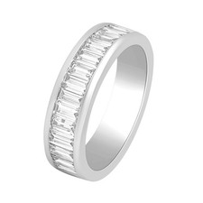 1.80 Ct Baguette Lab Grown Diamond Men's Half Eternity Wedding Band 925 Silver