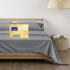 Luxury 600TC Egyptian Cotton King Stripe Sheet Set - Dark Grey, 4PC