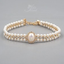 Women White Shell Pearl Crystal Choker Necklace Wedding Elegant Jewelry 20268
