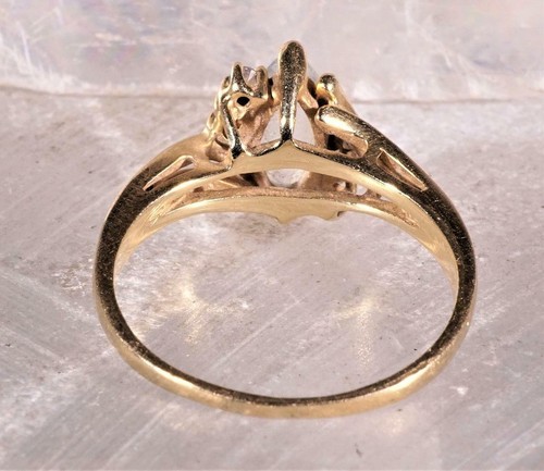 Aquamarine & Diamond Ring 14K Yellow Gold Size 6.75 - Picture 4 of 8