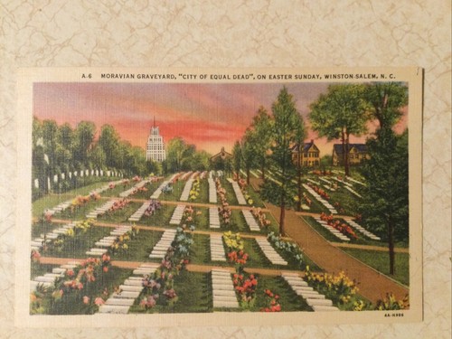 1940’s Linen Postcards City Of Equal Dead NC Moravian Graveyard - Alabama 1945 - Bild 3 von 6
