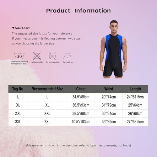 Men's One Piece Swimsuit Bathing Suit Swimwear Swim Training Jumpsuit Bodysuits - Picture 33 of 59