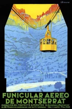FUNICULAR AEREO DE MONTSERRAT SPAIN BARCELONA TRAVEL VINTAGE POSTER REPRO