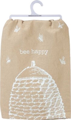 NEW!~Bee Happy~Honeycomb~Bumblebee~Kitchen Dish Towel~Cotton~Primitives By Kathy