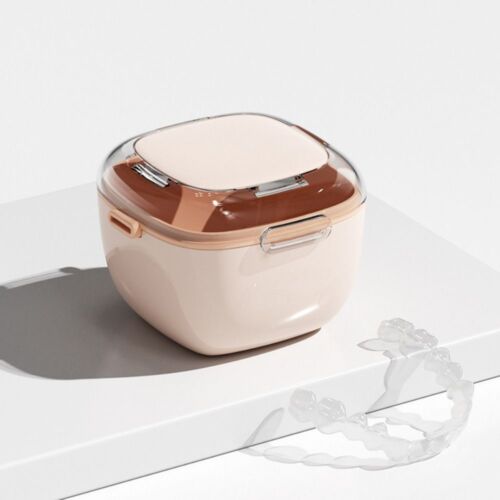 Sealed Orthodontic Retainer Storage Case Denture Soaking Cleaning Box Travel - Picture 7 of 14