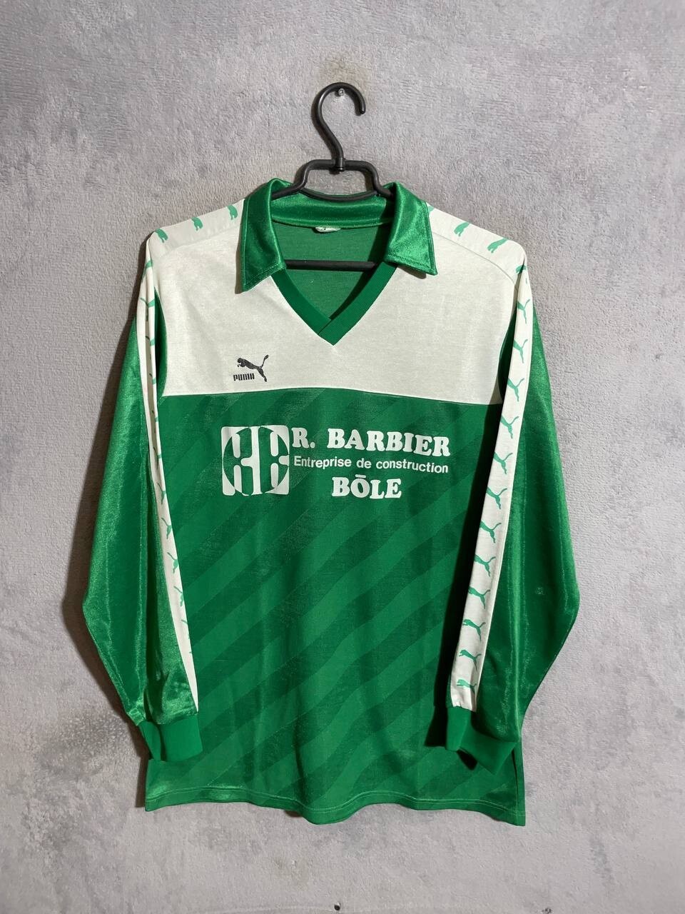 Puma Vintage Jersey Long Sleeve Football Soccer Shirt 90s Green Men Size 7/8