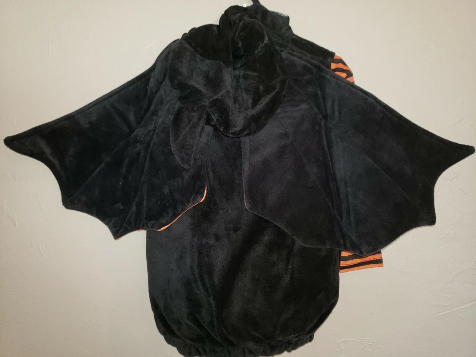 NUEVO NUEVO CON ETIQUETAS DISFRAZ HALLOWEEN MURCIÉLAGO DE PELUCHE 6-12 meses NIÑOS NIÑAS CHALECO CAMISA LEGGINGS HOO Foto 2 de 2