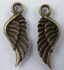 200pcs Bronze Color Angel Wing Charms Pendants Jewelry DIY 21x8x2mm 12958-2
