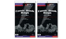 200 BCW REGULAR/SILVER THICK COMIC BOOK BAGS 7 1/4" X 10 1/2" (2 PACKS)