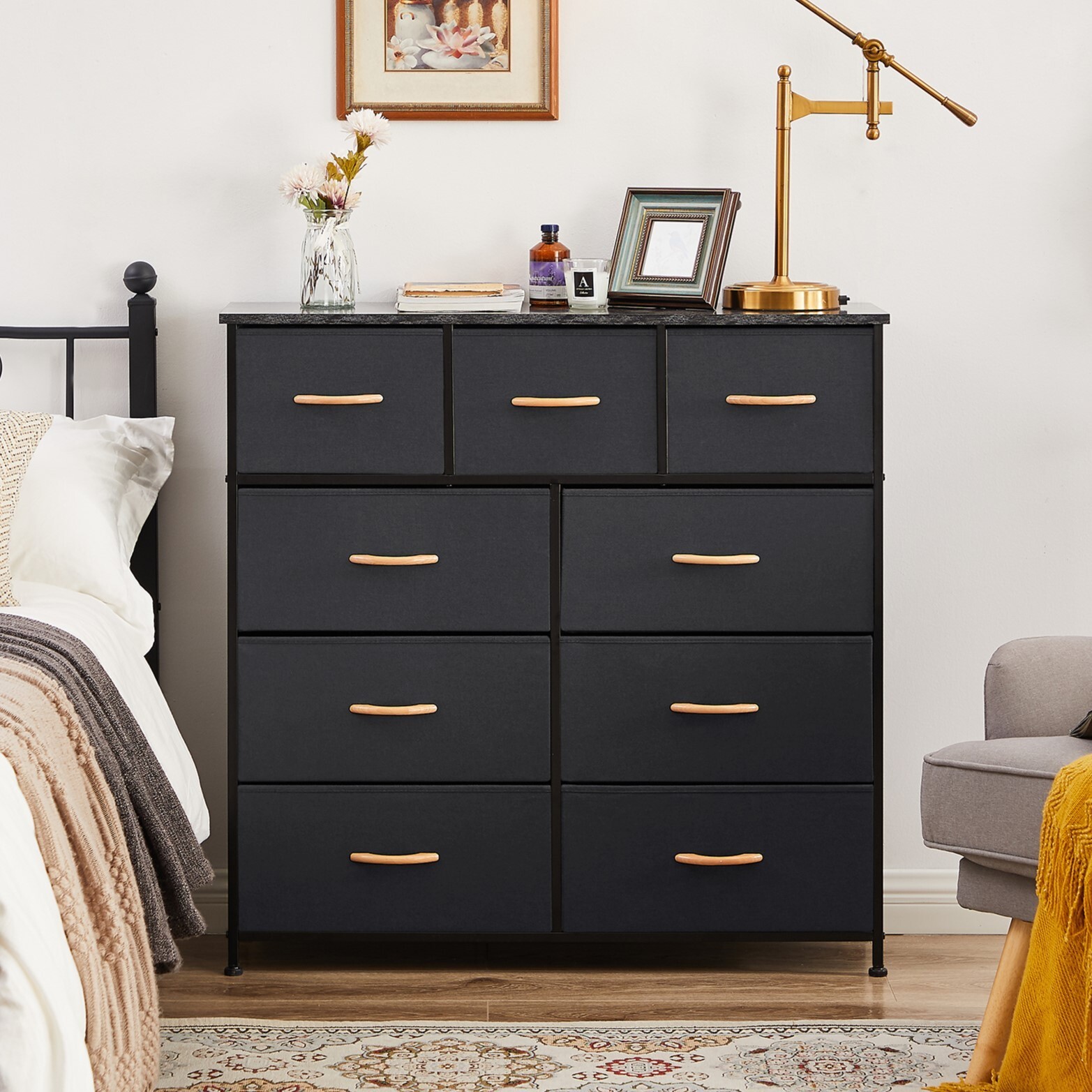Bedroom Dresser with Fabric Drawers Storage Tower Organizer  -image