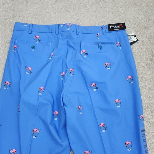 RLX Ralph Lauren Men 38x30 Lightweight Golf Pants AOP Flamingo Blue - Picture 10 of 13